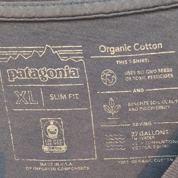Patagonia Made in USA Graphic T-Shirt Blue XL Slim Fit "Built To Endure" - Picture 2 of 6